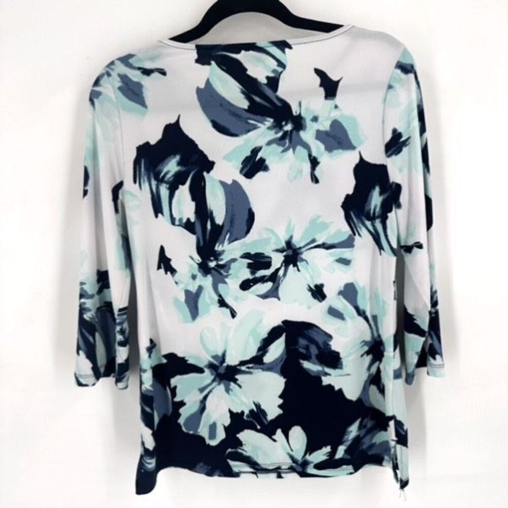 Easywear by Chico's Women's Floral Print 3/4 Sleeve‎ Top Blouse Multicolor Small